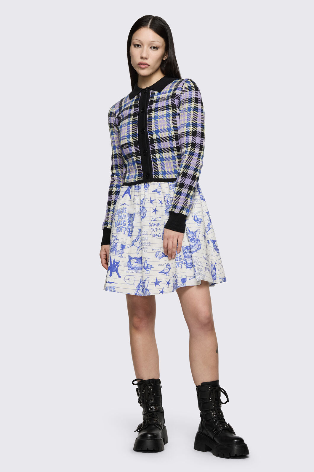 Dangerfield NZ - Sketchy Tartan Knit Cardigan - multi
