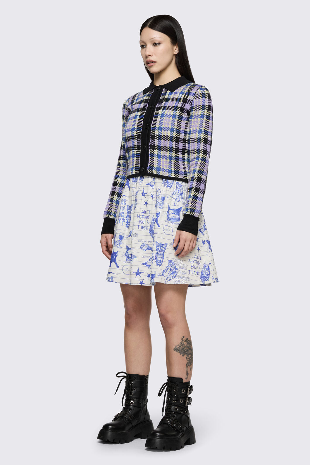 Dangerfield NZ - Sketchy Tartan Knit Cardigan - multi