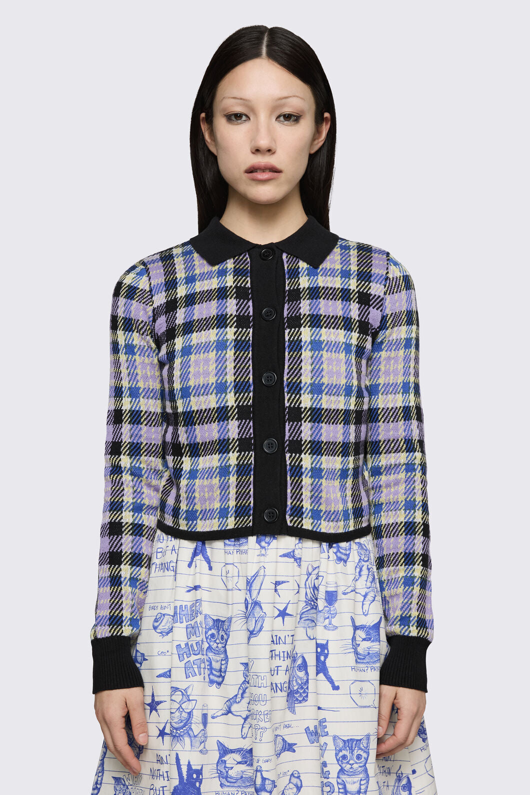 Dangerfield NZ - Sketchy Tartan Knit Cardigan - multi