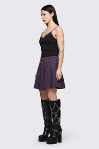 Dangerfield NZ - Spectre Pinstripe Skirt - purple