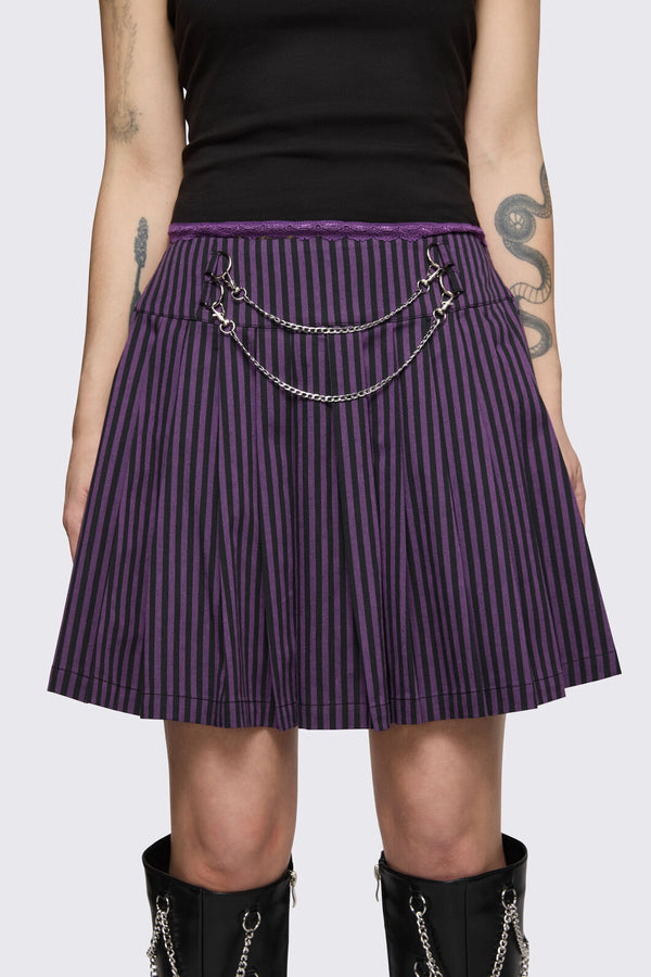 Dangerfield NZ - Spectre Pinstripe Skirt - purple