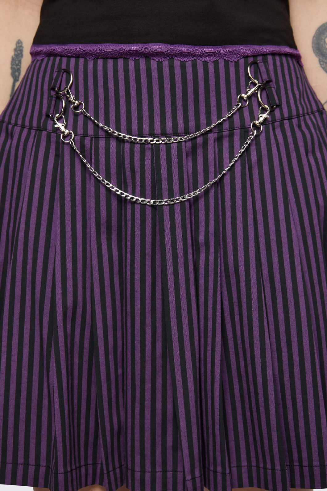 Dangerfield NZ - Spectre Pinstripe Skirt - purple