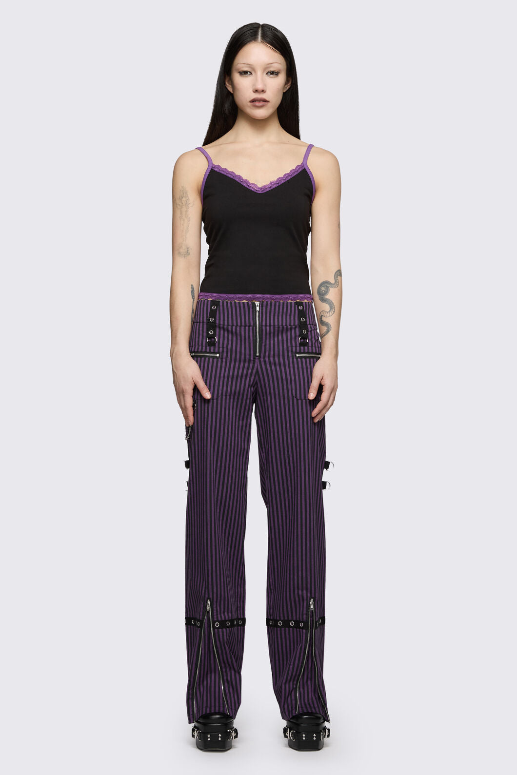 Dangerfield NZ - Spectre Pinstripe Pant - purple