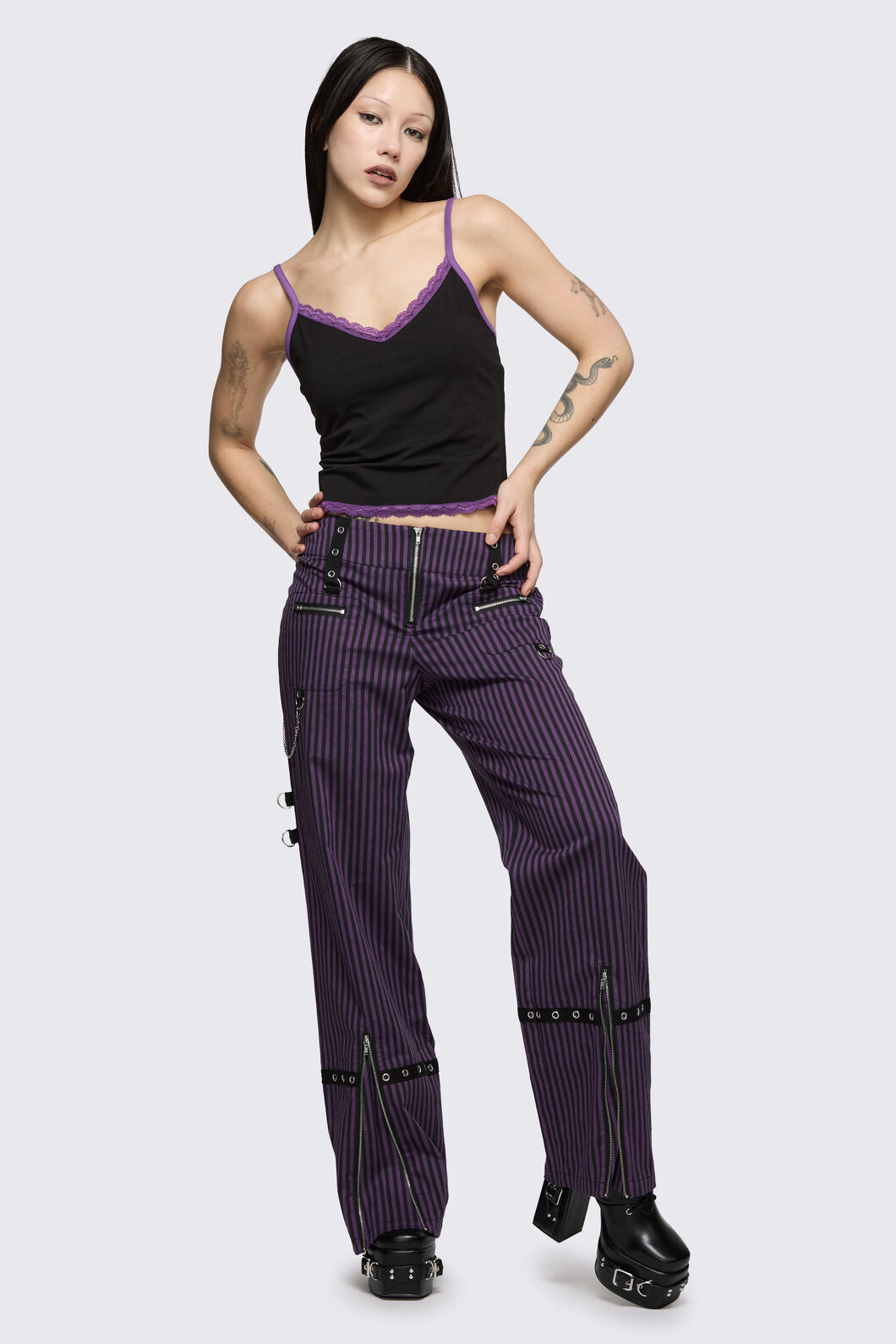 Dangerfield NZ - Spectre Pinstripe Pant - purple
