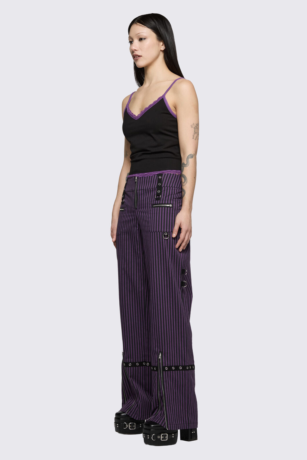 Dangerfield NZ - Spectre Pinstripe Pant - purple