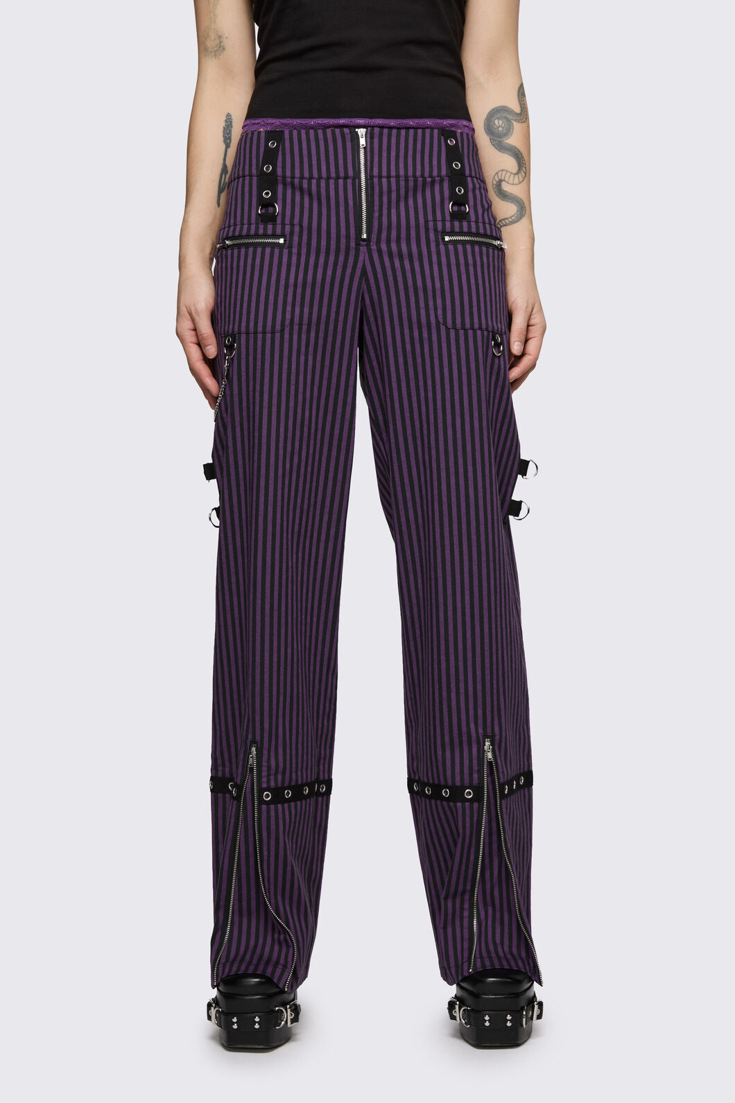 Dangerfield NZ - Spectre Pinstripe Pant - purple