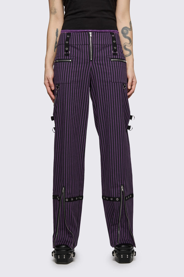 Dangerfield NZ - Spectre Pinstripe Pant - purple