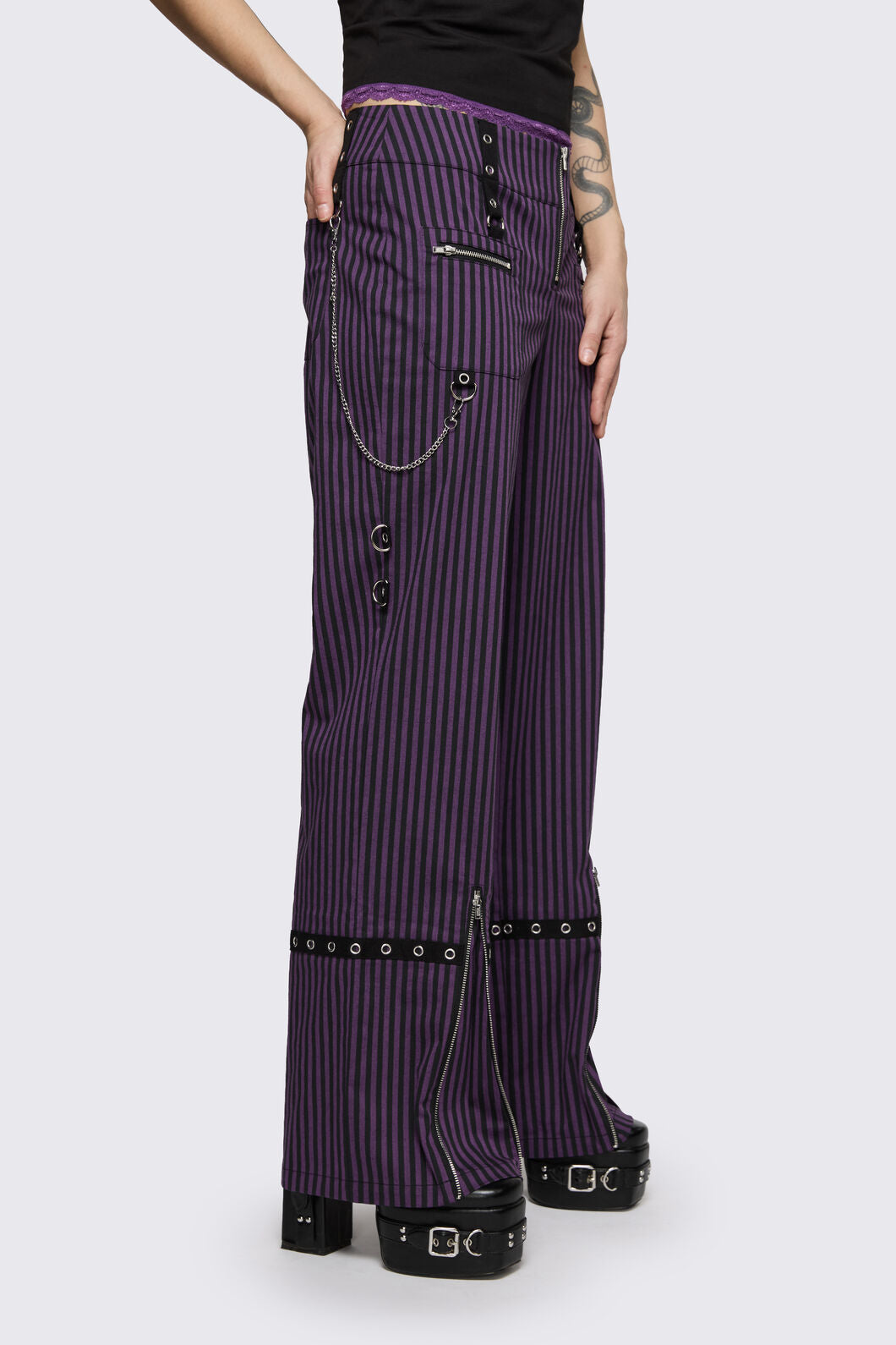 Dangerfield NZ - Spectre Pinstripe Pant - purple