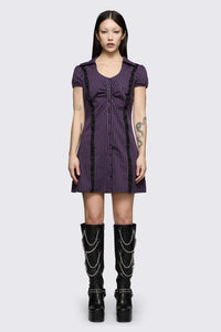 Dangerfield NZ - Spectre Pinstripe Dress - purple