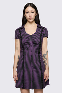 Dangerfield NZ - Spectre Pinstripe Dress - purple