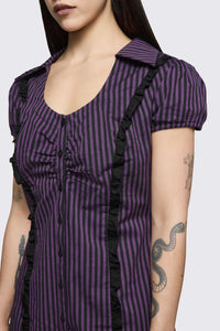 Dangerfield NZ - Spectre Pinstripe Dress - purple