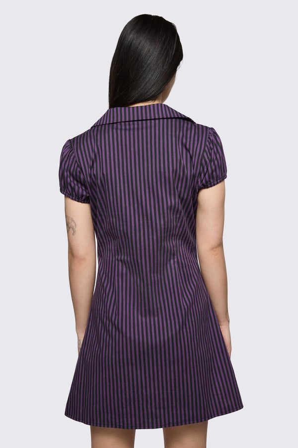 Dangerfield NZ - Spectre Pinstripe Dress - purple