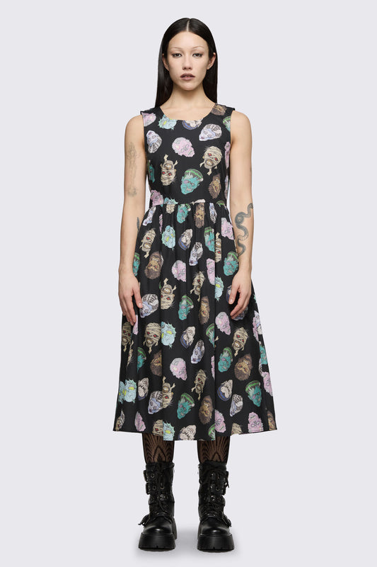 Dangerfield NZ - Ghouls Printed Midi Dress - black