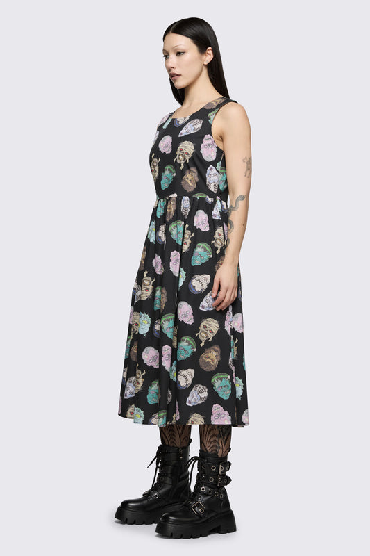 Dangerfield NZ - Ghouls Printed Midi Dress - black
