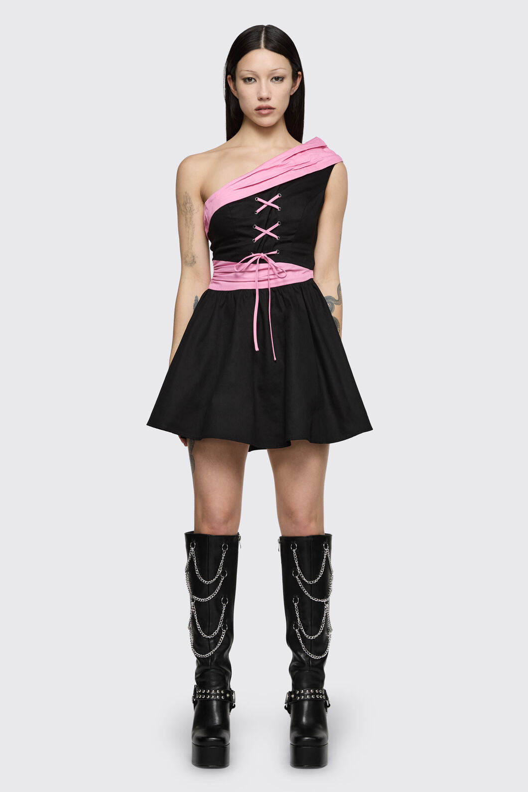 Dangerfield NZ - Broken Rollercoaster Mini Dress - black-pink