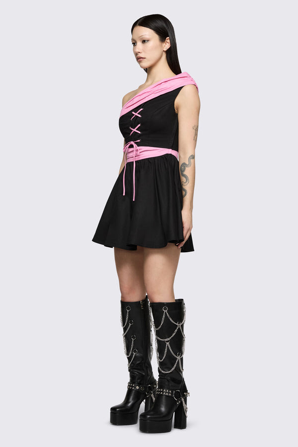 Dangerfield NZ - Broken Rollercoaster Mini Dress - black-pink