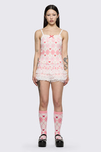 Dangerfield NZ - Broken Rollercoaster Lacey Tank - pink-cream