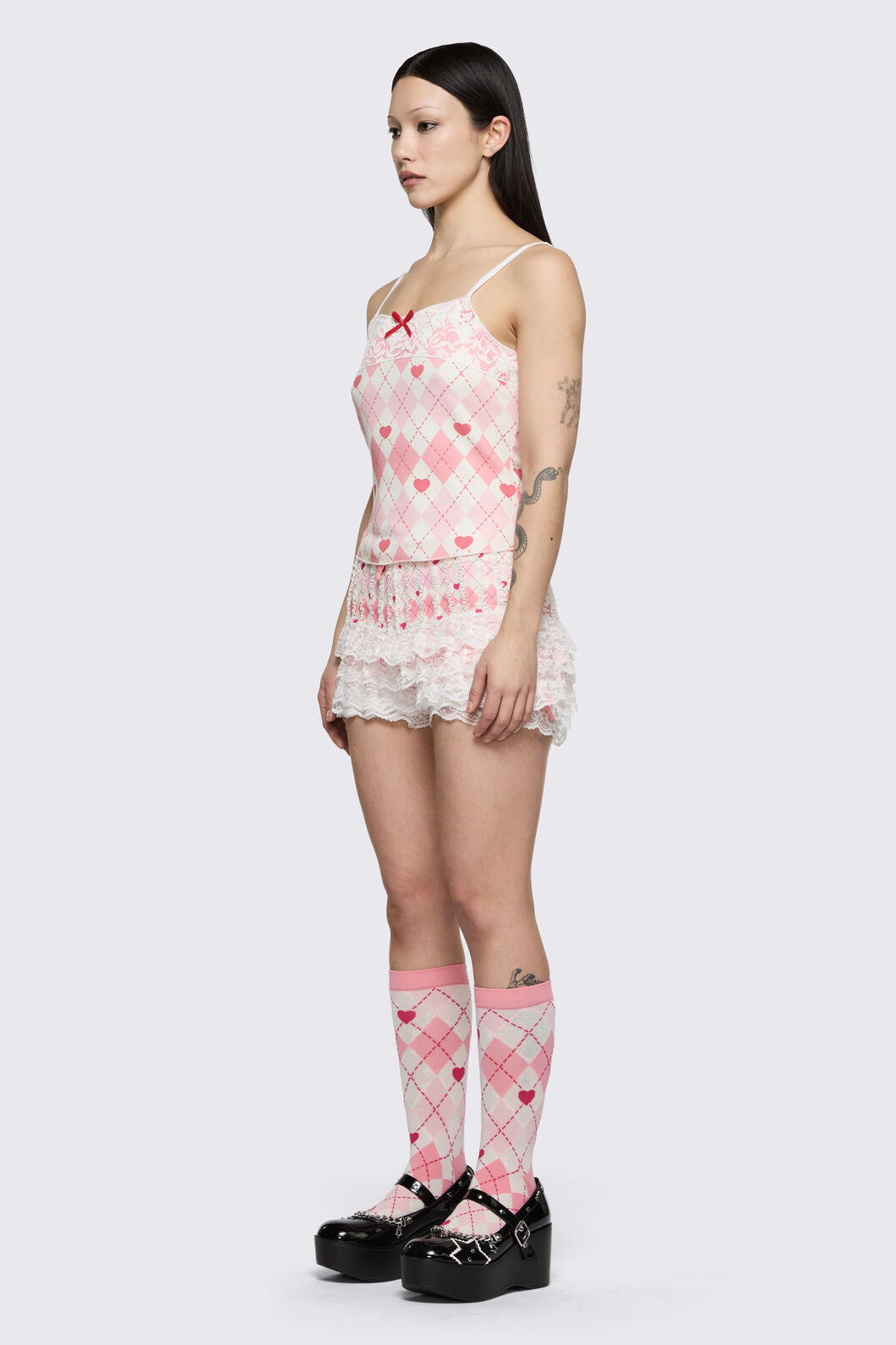 Dangerfield NZ - Broken Rollercoaster Lacey Tank - pink-cream
