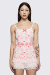Dangerfield NZ - Broken Rollercoaster Lacey Tank - pink-cream