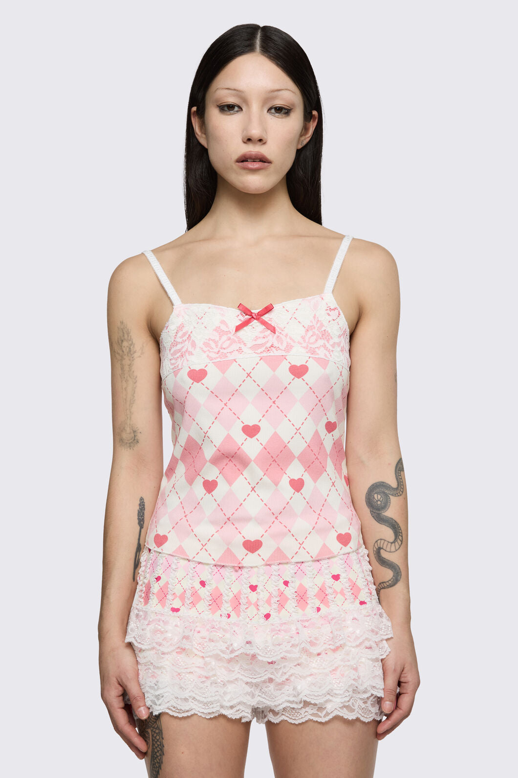 Dangerfield NZ - Broken Rollercoaster Lacey Tank - pink-cream
