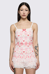 Dangerfield NZ - Broken Rollercoaster Lacey Tank - pink-cream
