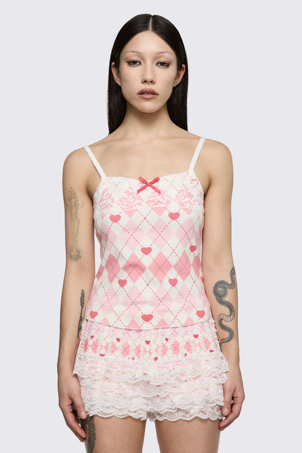 Dangerfield NZ - Broken Rollercoaster Lacey Tank - pink-cream