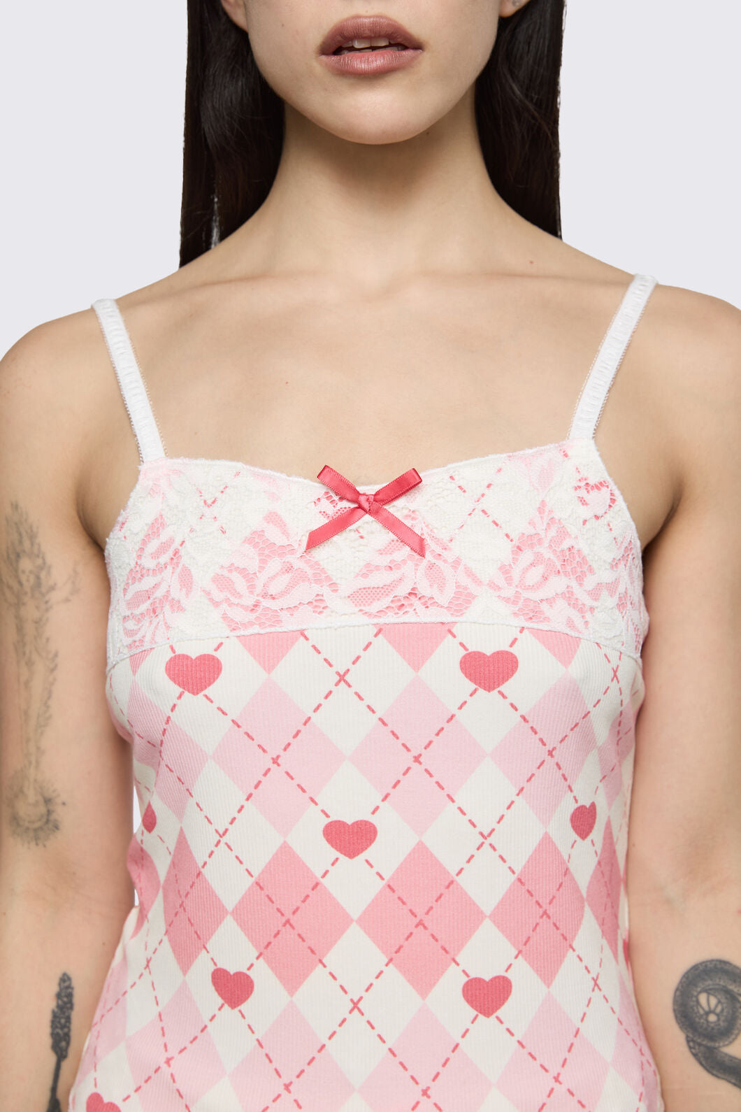 Dangerfield NZ - Broken Rollercoaster Lacey Tank - pink-cream