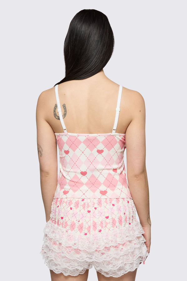 Dangerfield NZ - Broken Rollercoaster Lacey Tank - pink-cream