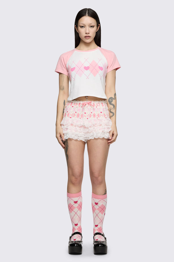 Dangerfield NZ - Merry Go Round Recipe Tee - pink-cream