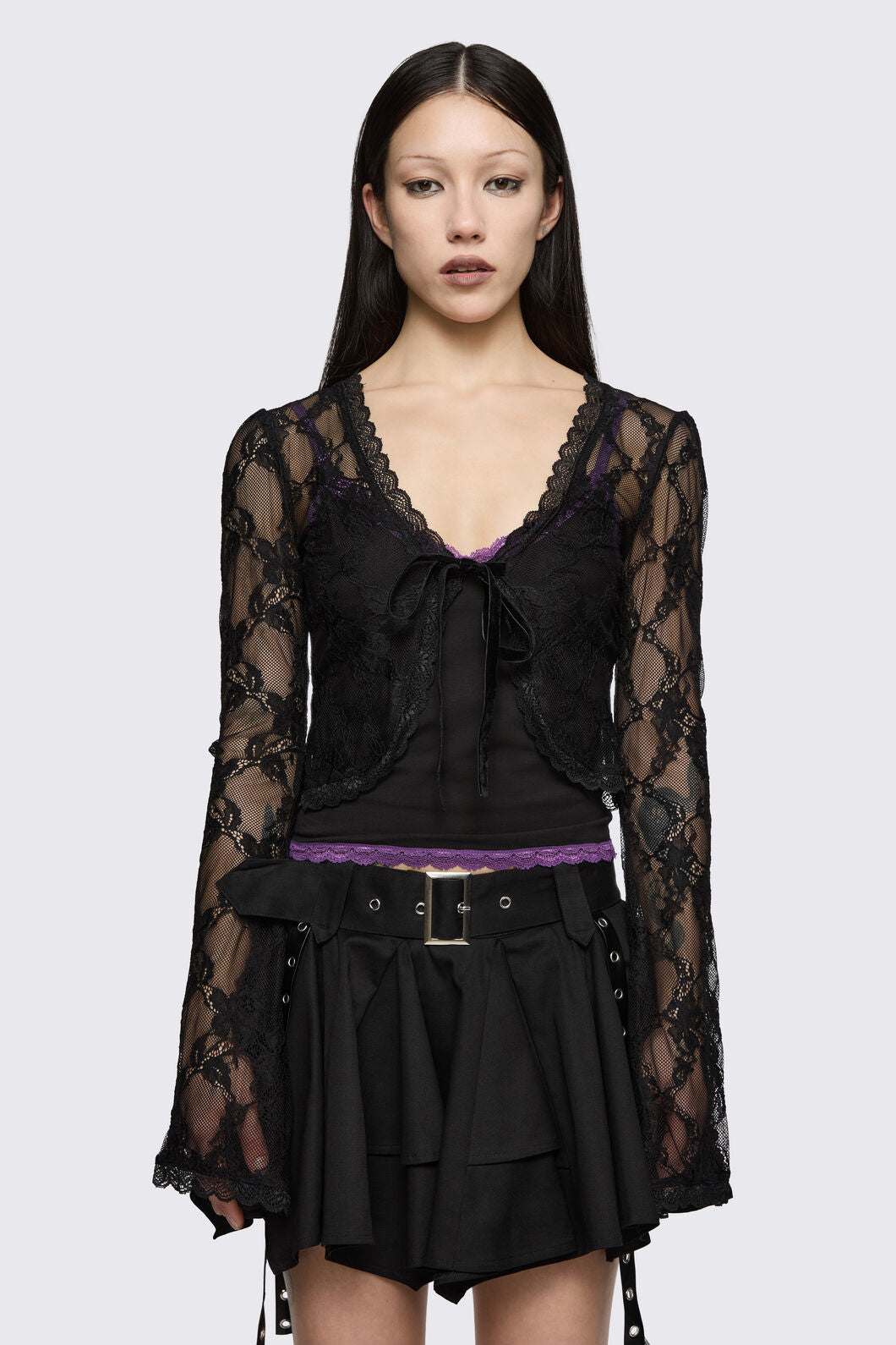Dangerfield NZ - Round & Round Lace Cardigan - black