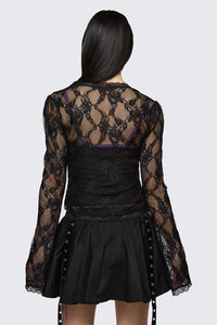 Dangerfield NZ - Round & Round Lace Cardigan - black