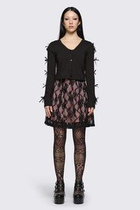 Dangerfield NZ - Round & Round Tie Sleeve Cardi - black
