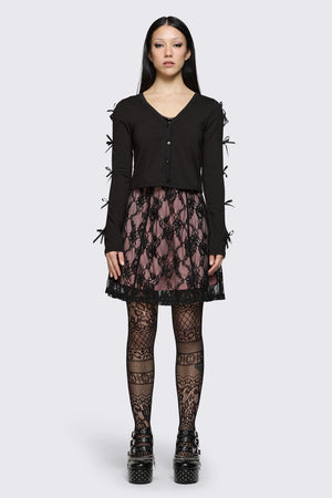Dangerfield NZ - Round & Round Tie Sleeve Cardi - black