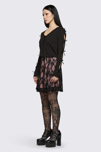 Dangerfield NZ - Round & Round Tie Sleeve Cardi - black