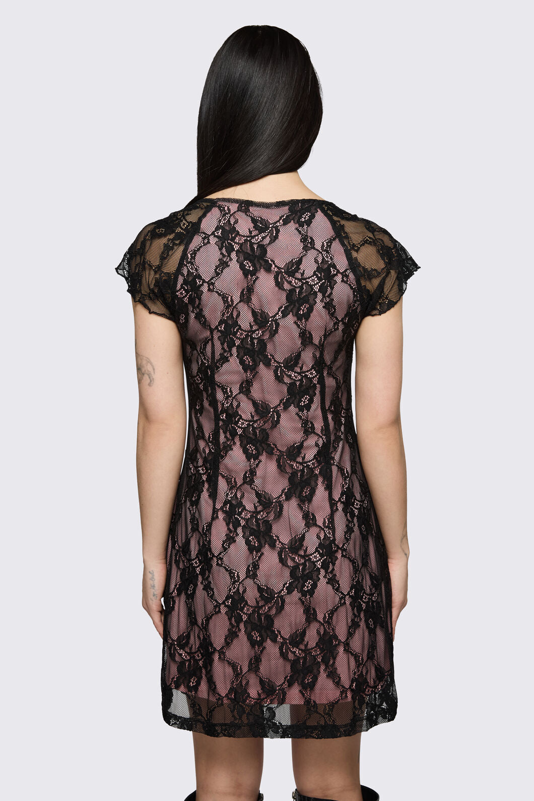 Dangerfield NZ - Broken Rollercoaster Lace Babydoll Dress - black-pink