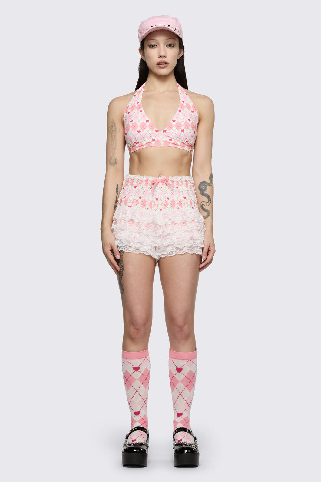 Dangerfield NZ - Broken Rollercoaster Bikini Top - pink-cream