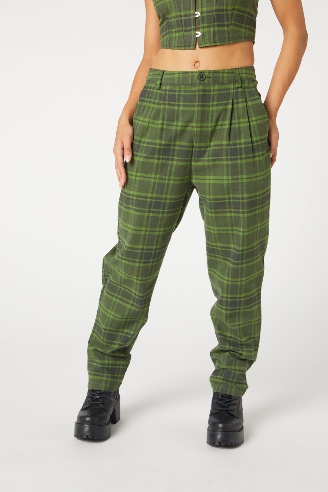 Dangerfield NZ - Meadow Tartan Pants - olive