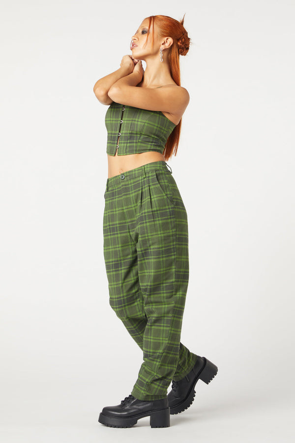 Dangerfield NZ - Meadow Tartan Pants - olive