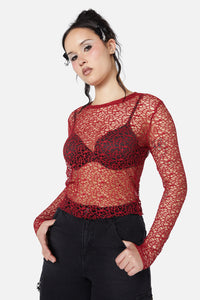 Dangerfield NZ - Mortal Webbed Mesh Top - red