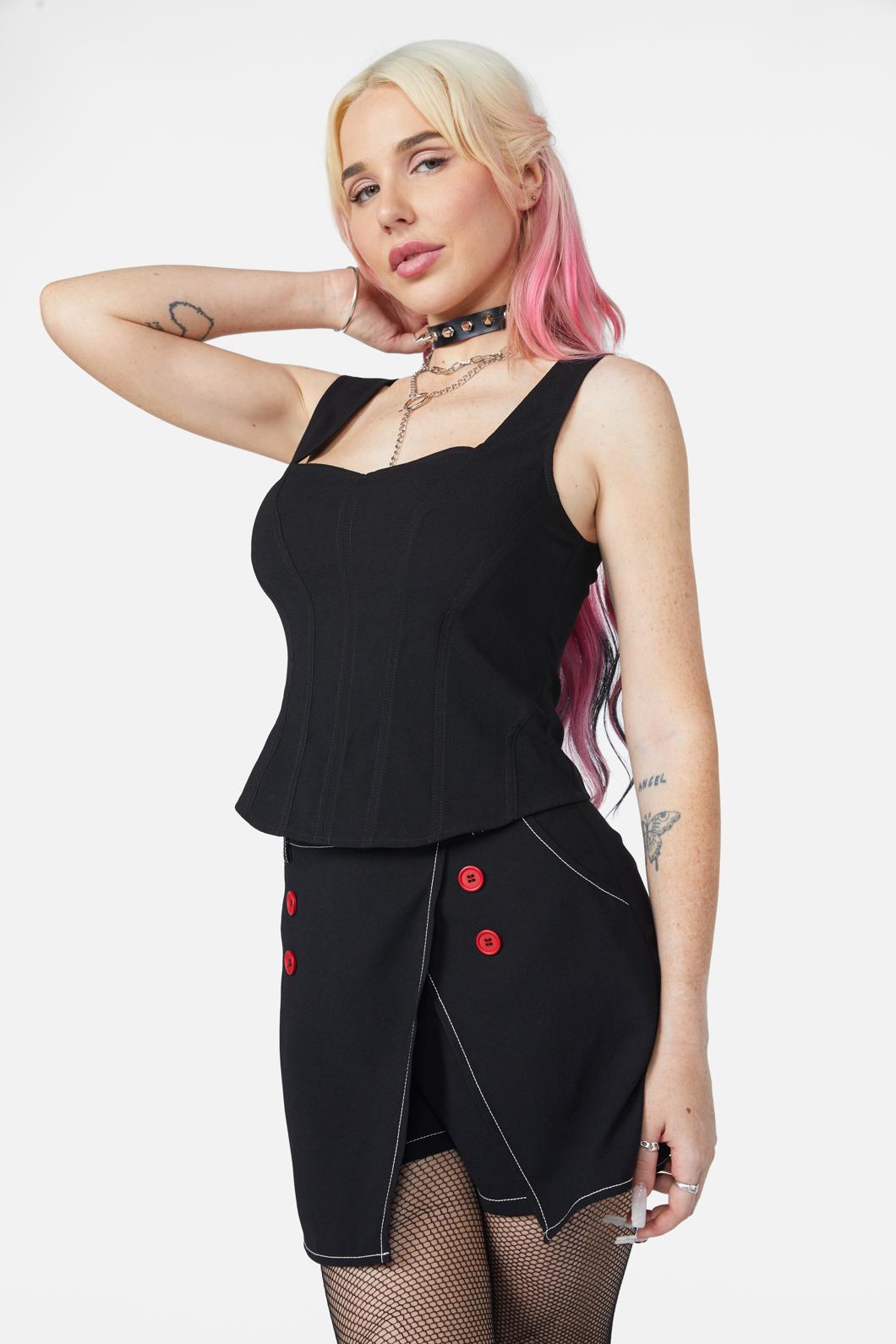 Dangerfield NZ - Queen Of Cats Basic Corset Top - red