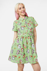 Dangerfield NZ - Meowdy Dress - green