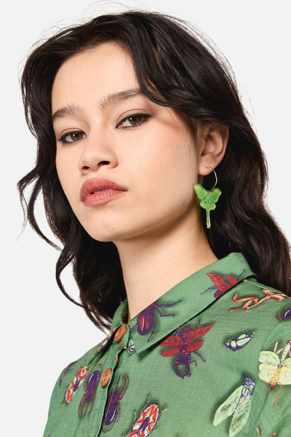 Dangerfield NZ - Moth Earrings - green