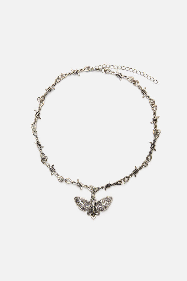 Dangerfield NZ - Barbed Wire Moth Necklace - silver