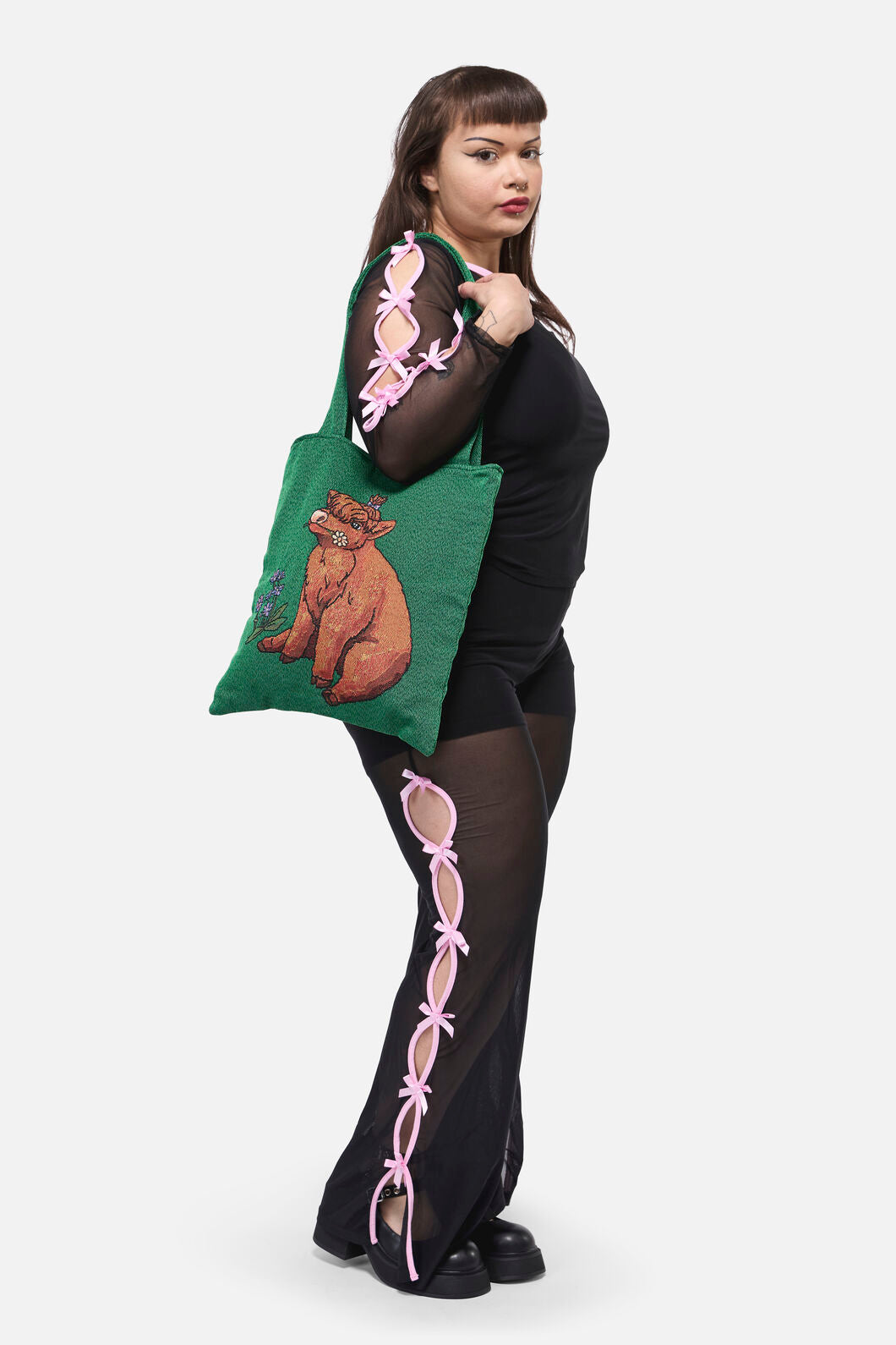 Dangerfield NZ - Highland Cow Tote - green