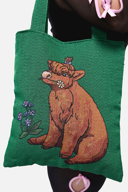 Dangerfield NZ - Highland Cow Tote - green