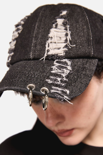 Dangerfield NZ - Distressed Pierced CapwithEars - black