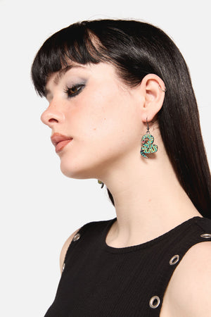 Dangerfield NZ - Lawless Snake Earrings - green
