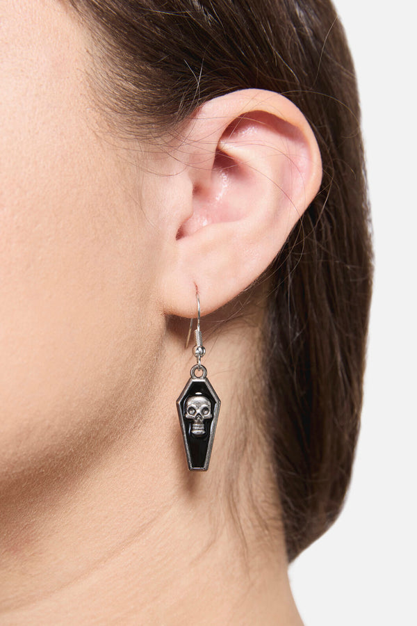 Dangerfield NZ - Skull Coffin Earrings - silver