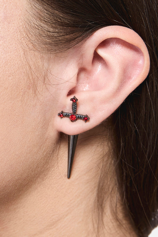 Dangerfield NZ - Through The Ear Sword Earrings - silver