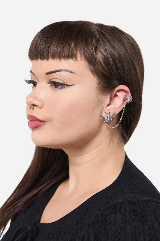 Dangerfield NZ - Spiders Web & Chain Earrings - silver